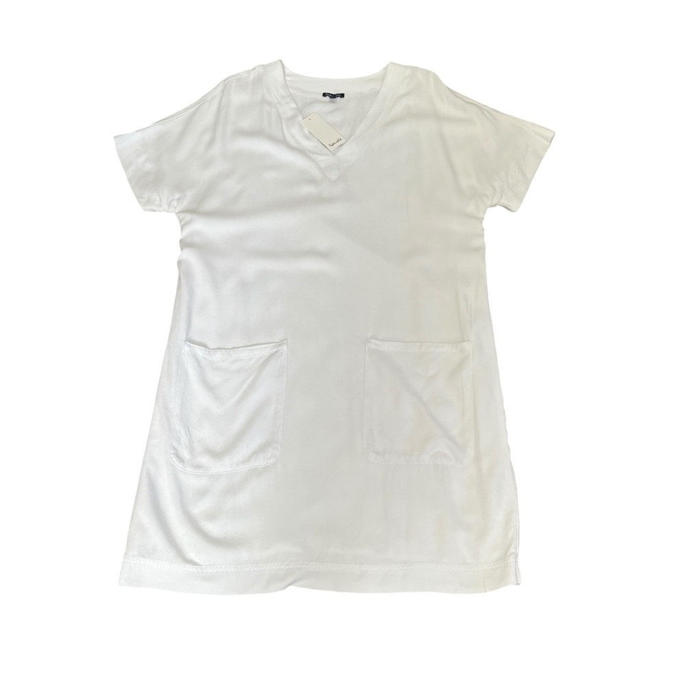 Splendid White V Neck Shift Dress Pockets Beach Cover Up Summer XS NWT - Picture 7 of 12